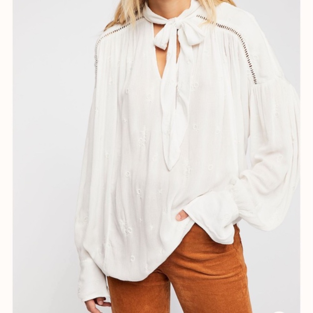 Free People Wishful Moments Tie Neck Top